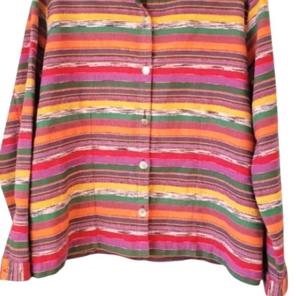 Chico’s Multicolor Striped Button-Up Jacket with Cross Stitching  Size 3 - Picture 17 of 17